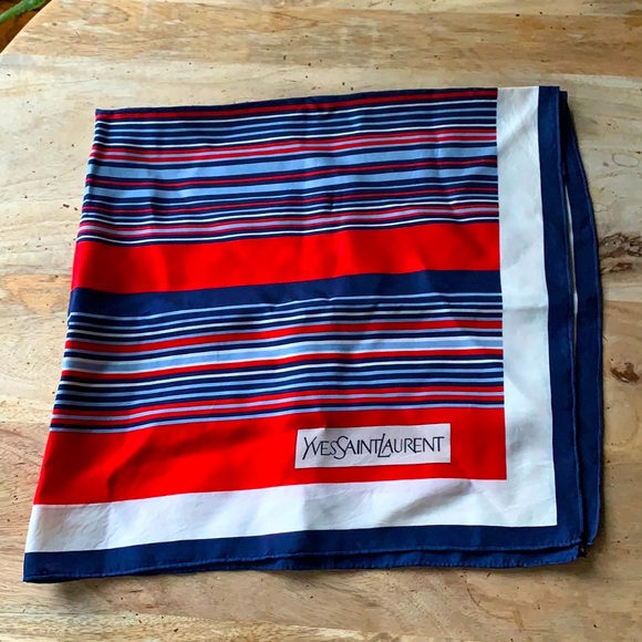 YSL Silk Scarf - red white blue - Picture 3 of 7